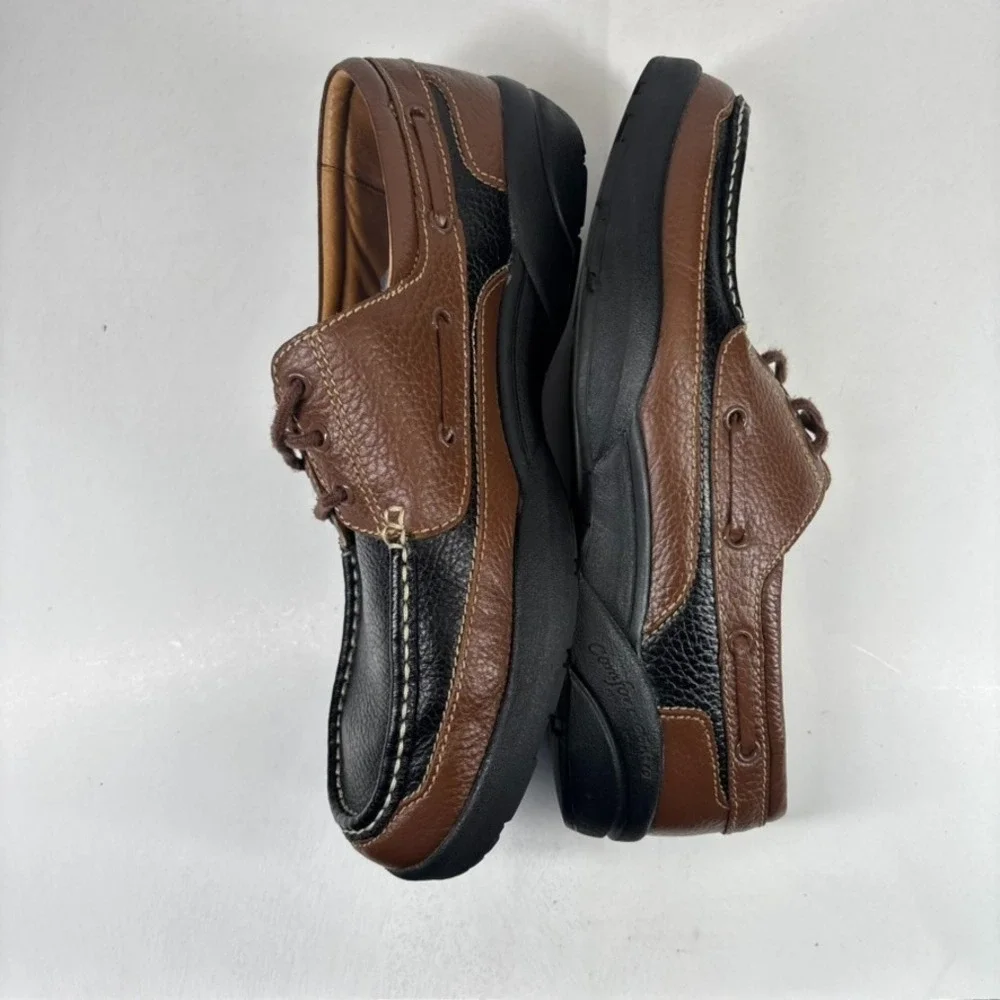 Dr. Comfort Patrick Men's‎ US 11.5W Brown/Black Leather Diabetic Boat Shoes 8560